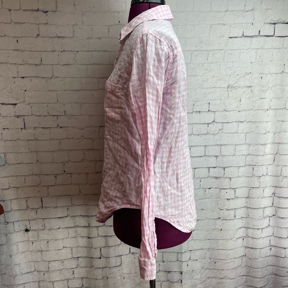 Lily Pulitzer size small linen pink gingham button down shirt - Picture 2 of 6